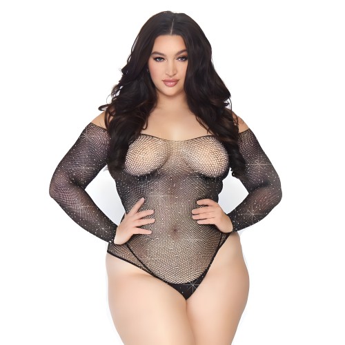 Leg Avenue Crystalized Long Sleeve Body Plus Size