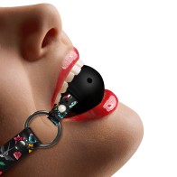 Ouch Breathable Ball Gag With Printed Leather Straps - Black