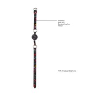 Ouch Breathable Ball Gag With Printed Leather Straps - Black