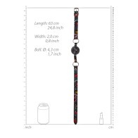 Ouch Breathable Ball Gag With Printed Leather Straps - Black