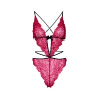 Leg Avenue Scalloped Teddy Set - Pink - M/L