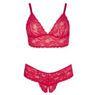 Conjunto de Sujetador y Bragas de Encaje Rojo Plus Size XXXL de Cottelli