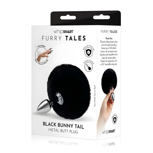 Furry Tales Black Bunny Tail Butt Plug - 2.7 Inches