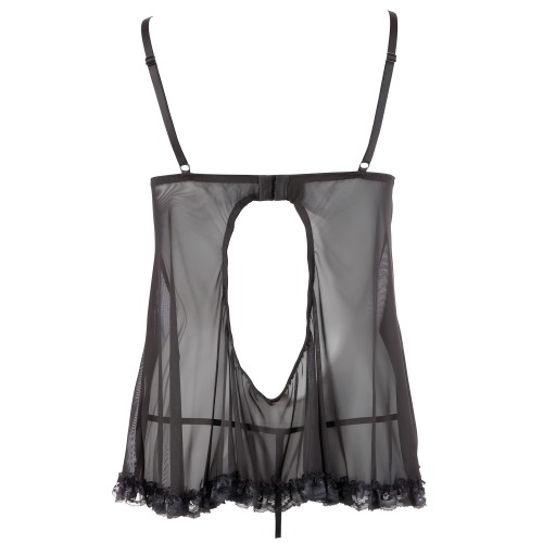 Babydoll Abierto y Tanga Cottelli - Negro - XXL