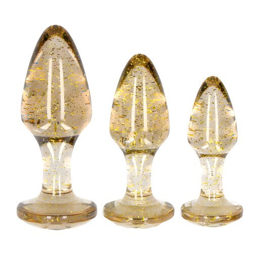 Ouch Golden Glitter Butt Plug Set - Shots Toys