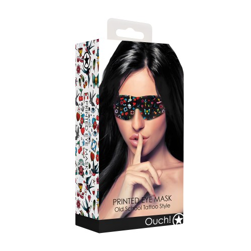 Ouch Old School Tattoo Printed Eye Mask - Black