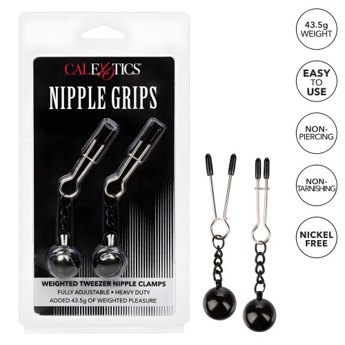 Nipple Grips Weighted Tweezer Clamps - Silver