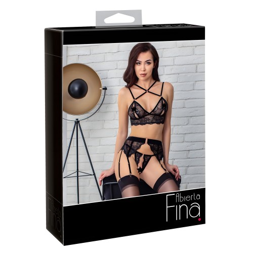 Abierta Fina Lacey Open Suspender Set Medium