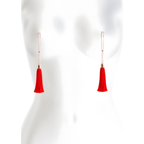 Bound Nipple Clamps Red Tassel