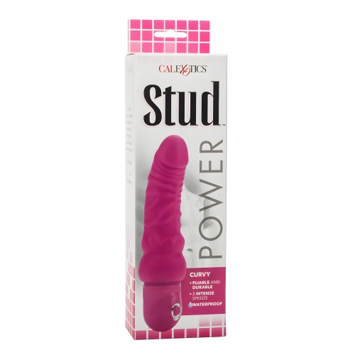 Power Stud Curvy Vibrator Pink 8 Inches