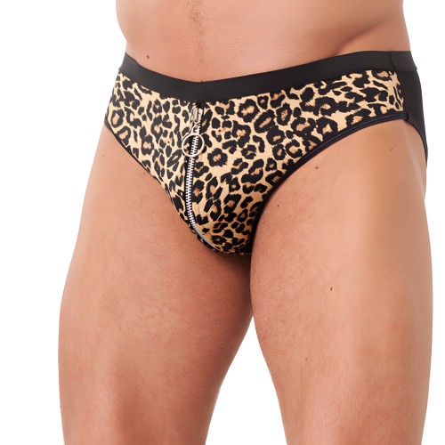 Mens Animal Print Briefs With Zipper