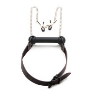 Gag de Silicona XR con Pinzas para Pezones