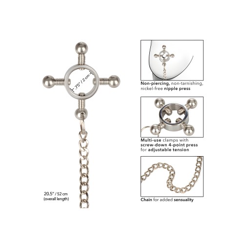 Nipple Grips 4 Point Nipple Press With Chain - Silver
