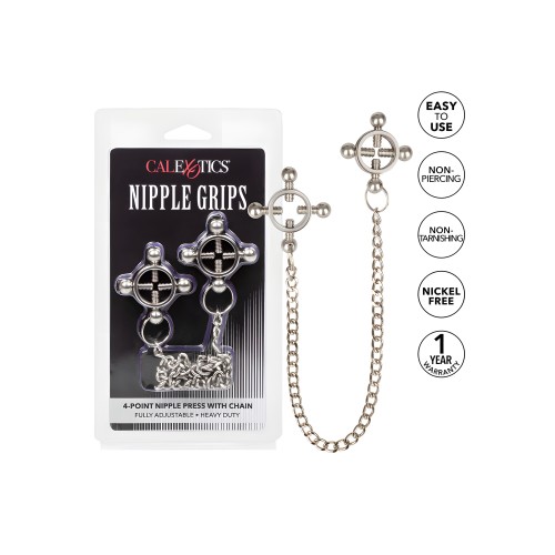 Nipple Grips 4 Point Nipple Press With Chain - Silver