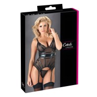 Basque Suspensor Negro con G-String a Juego X Large