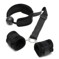 Gag Bucal Transpirable con Muñequera - Negro