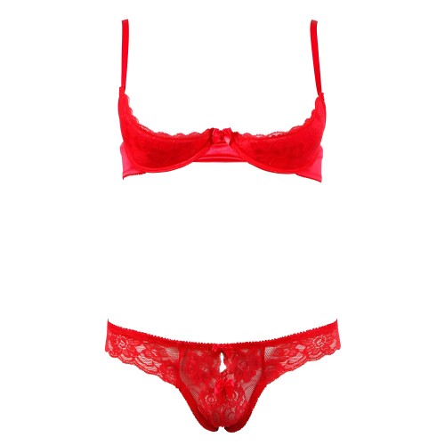 Cottelli Red Lace Open Bra Set