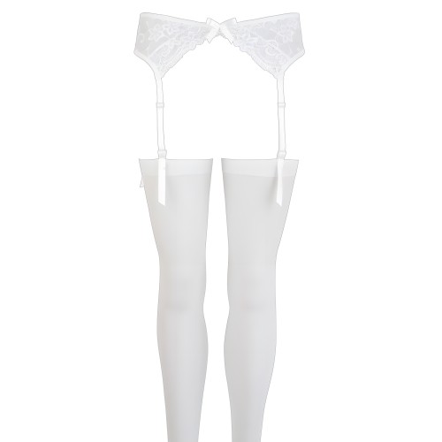 NOXQSE White Lace Suspender Set S/M