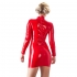 LateX Zip Up Mini Dress With Long Sleeves Red